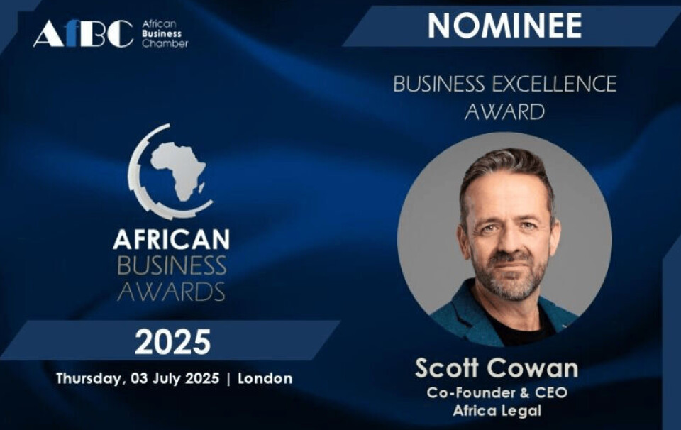 Africa Legal co-founder Scott Cowan among nominees for AfBC African Business Awards 2025